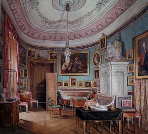 Utsikt över Paul I:s rum (1754-1801) en Gatchina-akvarell av Eduard (Edward) Hau (1807-1870) 1877 Sankt Petersburg, Hermitagemuseet av Eduard Hau