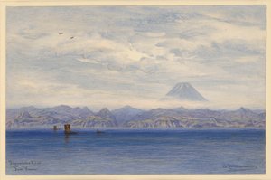 Japansk kust med berget Fuji av Eduard Hildebrandt