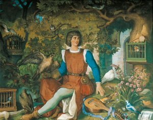 Porträtt av Walther von der Vogelweide, från Tannhauser Saga (olja på duk) av Eduard Ille