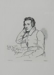 Porträtt av poeten Heinrich Heine 1797-1856 efter Franz Kugler från 1829, 1854 av Eduard Mandel