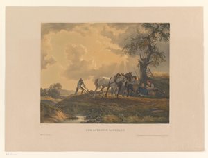 Figurer plöjer marken Der Ackernde Landmann (titel på objekt) av Eduard Weixlgärtner