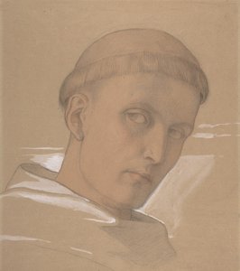 Studie av huvudet av St. Augustine, för målningen av Madonnan och barnet..., 1846. av Eduard von Steinle