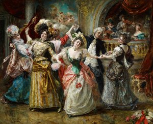 The Beau at the Soiree - Garrido, Eduardo Leon (1856-1949) - Olja på trä - 80,5x100 - Museo Carmen Thyssen, Malaga