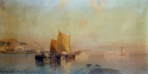 Neapel hamn med båtar