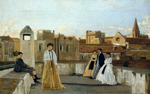 Terrassen, av Edoardo Dalbono (1841-1915), olja på panel, 45x30 cm.