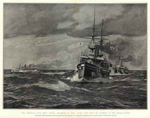 Imperial Tour, H M S Ophir, eskorterad av H M S Juno och H M S St George, i Indiska oceanen.