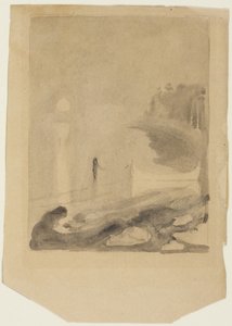 En båt bunden till en brygga, 1892 av Edvard Munch