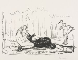 Alfa och Omega:  Hustrun Omega och åsnan av Edvard Munch