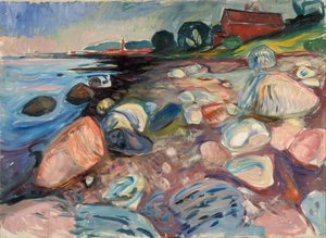 Shore with Red House av Edvard Munch