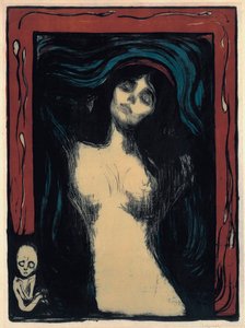Madonna (förälskad kvinna). Verk av Edvard Munch (1863-1944), färglitografi av Edvard Munch