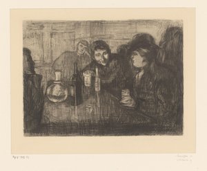 Män runt ett bord på ett kafé Kristiana (Oslo) bohemians I (originaltitel) av Edvard Munch