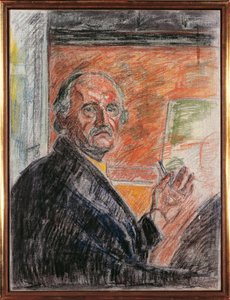 Norge, Oslo, Självporträtt med en krita av Edvard Munch