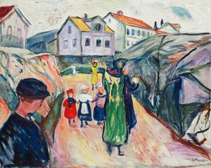 Gata i Kragero (gatan i Kragero); Dorfstrasse Kragero (gatan i Kragero) av Edvard Munch