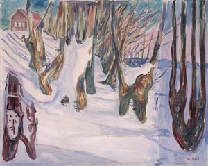 Vinterlandskap med hus av Edvard Munch