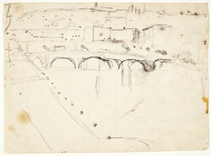 Utsikt från ett fönster vid Lungarno över floden mot Santo Spirito och San Miniato-kullarna, Florens av Edvard Weie