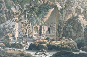 The Kastalian Spring, skylt 18 från del 3 av "Views in Greece", graverad av Robert Havell