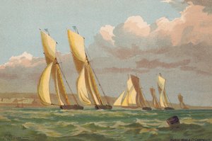 Yachts Racing, utanför Erith (färglitografi)