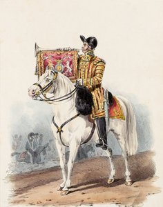 Livgardet, trumpetare i statsklänning av Edward (after) Hull