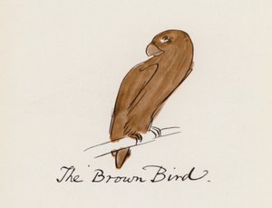 Edward Lear, The Bird Book: The Brown Bird (färg litho)