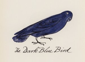 Edward Lear, The Bird Book: The Dark Blue Bird (färg litho)