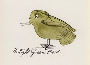 Edward Lear, The Bird Book: The Light Green Bird (färg litho)