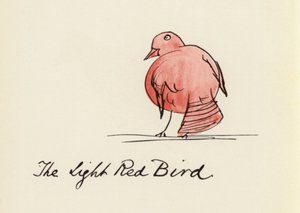 Edward Lear, The Bird Book: The Light Red Bird (färg litho)