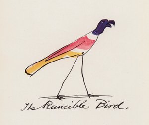 Edward Lear, The Bird Book: The Runcible Bird (lito i färg)