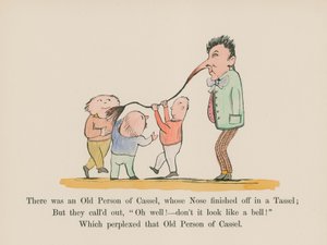 Det fanns en gammal person från Cassel, vars näsa avslutades i en tofs (färgad gravyr) av Edward (after) Lear