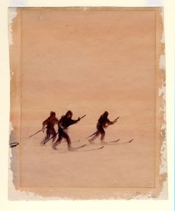 Män på skidor, 1901-04 (wc på papper) av Edward Adrian Wilson