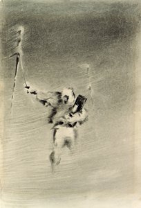 Taking Observations in a Blizzard (pen & ink and wc on paper) av Edward Adrian Wilson
