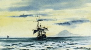 Den sista synen av Mount Discovery: SS. "Morning" och "Terra Nova" efter "Discovery" från McMurdo Strait, 19 februari midnatt 1904