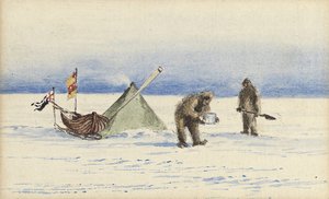 Slädefesten till White Island, februari 1902: Shackleton och Wilson slår läger, 1902 av Edward Adrian Wilson