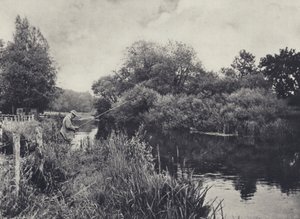 Boot Island nedanför Stockbridge på testet (svartvitt foto) av Edward Alfred Barton