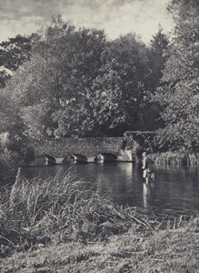 Kvällsuppgång vid Leverton Bridge (svartvitt foto) av Edward Alfred Barton