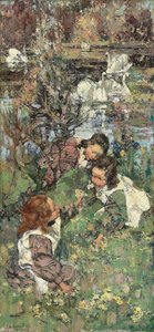 Flickor och svanar av Edward Atkinson Hornel