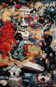 Japanska figurer i en trädgård av Edward Atkinson Hornel