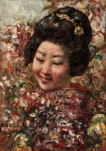 Japanese Girl (olja på panel)
