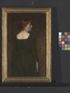 Porträtt av en ung kvinna, ca 1887 (olja på duk) av Edward August Bell