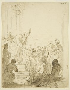 Originalskiss för altartavlan i St Pauls (penna och akvarell på papper) av Edward Bird
