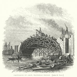Centrering av Arch, Waterloo Bridge (gravyr) av Edward Blore