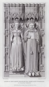Bild av kung Henrik den 4:e och hans drottning Joan av Navarra, i Canterbury Cathedral (gravyr)