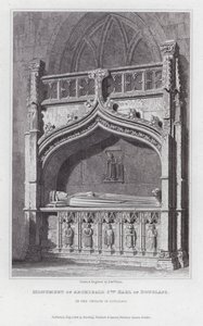 Monument över Archibald 5th Earl of Douglass, i Church of Douglass (gravyr) av Edward Blore