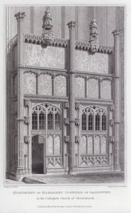 Monument över Margareta grevinnan av Salisbury, i Collegiate Church of Christchurch (gravyr)