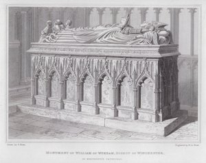 Monument över William av Wykham, biskop av Winchester, i Winchester Cathedral (gravyr) av Edward Blore
