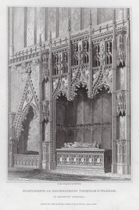 Monument över ärkebiskoparna Peckham och Warham, i Canterbury Cathedral (gravyr)
