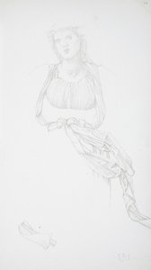 Studie av kvinnlig torso och drapering av Edward Burne-Jones