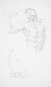 Manlig akt som håller en kudde av Edward Burne-Jones