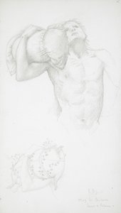 Manlig akt som håller en kudde av Edward Burne-Jones