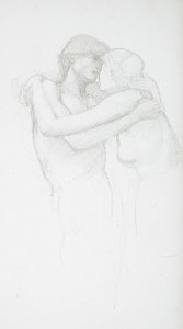 Nakenpar som omfamnar varandra av Edward Burne-Jones