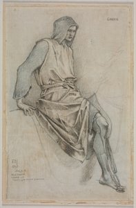 Studie för misslyckandet av Gawain från den heliga graaltapeterna av Edward Burne-Jones